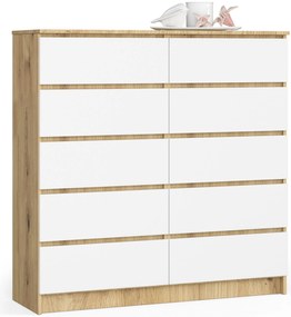 Komoda Kraft 10SZ (dub artisan + biela). Akcia -19%. Vlastná spoľahlivá doprava až k Vám domov. 1117183