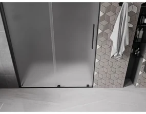 Mexen Velar, posuvné sprchové dvere do otvoru 160 cm, 8mm sklo námraza, čierna matná, 871-160-000-31-70