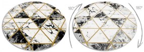 Koberec EMERALD exkluzívny 1020 kruh - glamour, marmur, trojuholníky čierny/zlatý