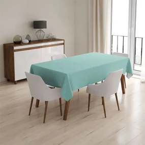 Sablio Obrus Biele čiarky na tyrkysovej - 130x130 cm