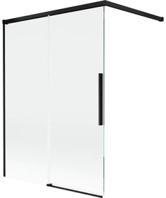 Mexen Rox, 2-krídlová posuvná vaňová zástena 120 x 150 cm, 8mm číre sklo, čierny matný profil, 8C9-120-003-70-00
