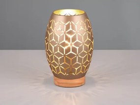 Stolová lampa Bidar 21 cm, medený kov/drevo%