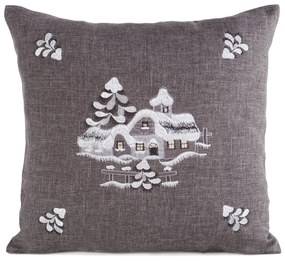 VIANOČNÁ DEKORAČNÁ OBLIEČKA NA VANKÚŠ VILLAGE 45X45 CM VZOROVANÁ