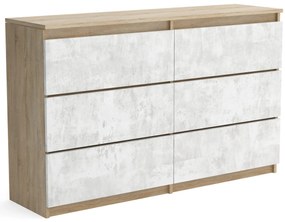 Veľká komoda 6 zásuviek ARIE šírka 120cm Sonoma dub/betón