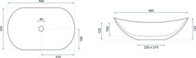 Rea Royal Mini, umývadlo na dosku 480x305x145 mm, imitácia kameňa Aiax Shiny, REA-U5063