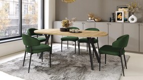 ALDO 100 Dub Craft Gold/čierne nohy - OKRÚHLY LOFTOVÝ/INDUSTRIÁLNY ROZKLADACÍ STÔL DO OBÝVAČKY/JEDÁLNE