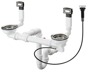 Hansgrohe D15, automatická odtoková a prepadová súprava pre dvojdrez, nerezová oceľ, HAN-43932800