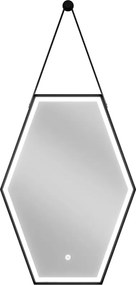 Mexen Orla, LED kúpeľňové zrkadlo s podsvietením a čiernym rámom 50x70 cm, 6000K, ochrana proti zahmlievaniu, 9815-050-070-611-70