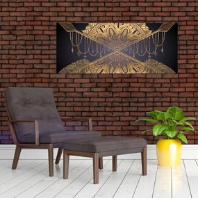 Obraz - Zlatá mandala s šípmi (120x50 cm)