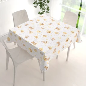 Biante Detský bavlnený štvorcový obrus Sandra SA-461 Zvieratká medzi hviezdičkami na bielom 120x120 cm