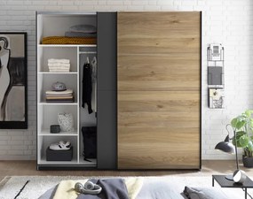 Šatníková skriňa Melton, 215 cm, grafit/dub mauvella