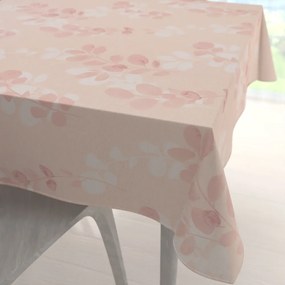 Biante Bavlnený štvorcový obrus Sandra SA-682 Eukalyptové listy na pastelovo ružovom 130x130 cm