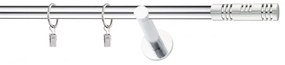 Dekorstudio Chrómová jednoradová garniža ELIS 19mm Dĺžka: 220cm, Typ uchytenia: Držiak modern, Typ príslušenstva: Krúžky tiché so štipcami