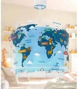 Dalber 40672 - Detský luster WORLD 1xE27/15W/230V modrá