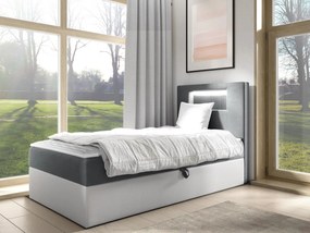 Kontinentálna jednolôžková posteľ Junior Ribezo 1, Strana: pravá, Rozmer postele: 100x200, Dostupné poťahy: ekokoža Soft 017 (biela) + Fresh 14