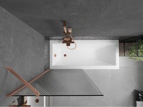 Mexen Next, 1-krídlová vaňová zástena 80 x 150 cm, 6mm sklo Ribs, medená matná, 895-080-000-00-09-65
