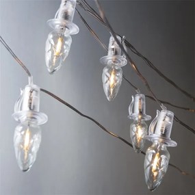 LED Vonkajšia vianočná reťaz CONE FILAMENT 20xE10 19m číra/teplá biela IP44