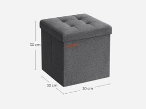 Skladací taburet s úložným priestorom COZY CUBE 30x30 cm, tmavosivý