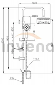 Invena Elea, sprchový stĺp h-960 s ručnou a hlavovou sprchou, chrómová-biela, INV-AU-82-001-M