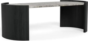 Konferenční stolek Zafra 125 cm z masivu černý mat/šedý mramor lesk