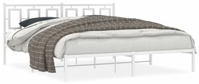 Kovový rám postele s čelom biely 180x200 cm 374294