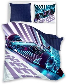 Bavlněné povlečení BOLID 030 160x200 cm + 70x80 cm fialovo-modré