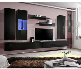 Obývacia stena Fly E+sklo čierna Zz Fy E5