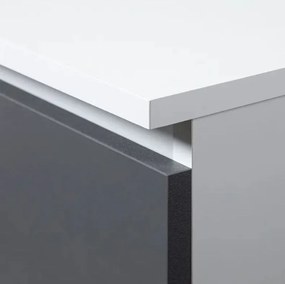 Rohový písací stôl pravý 124 x 85 x 77 cm AKORD CLP - biely/grafitovo sivý