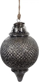 Granitová skleněná vánoční ozdoba špičatá baňka M - 16*27 cm