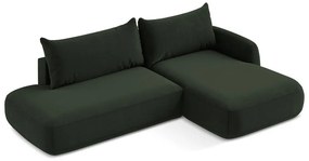 Tmavozelená rozkladacia rohová pohovka (pravý roh/s leňoškou) Hale – Makamii