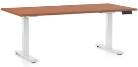 Výškovo nastaviteľný stôl OfficeTech D, 160 x 80 cm, biela podnož, čerešňa
