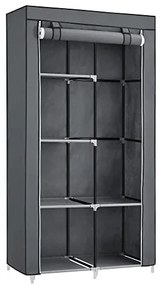 Látková skriňa, 1 tyč na šaty, 6 políc, 168x88x45cm