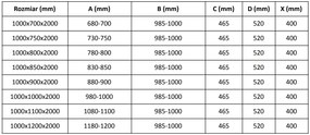 Mexen Velar, sprchový kút s posuvnými dverami 100(dvere) x 70(stena) cm, 8mm číre sklo, zlatá lesklá, 871-100-070-01-50