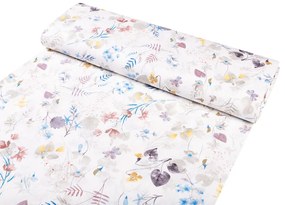 Biante Detské bavlnené posteľné obliečky do postieľky Sandra SA-290 Farebné lučne kvety na bielom Do postieľky 100x135 a 40x60 cm