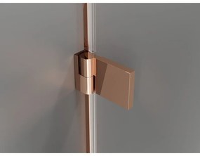 Mexen Lunar-B, pravostranný výklopný sprchový kút 90 x 70 cm, 8mm číre sklo, profil ružové zlato, 832-090-070-60-00-P