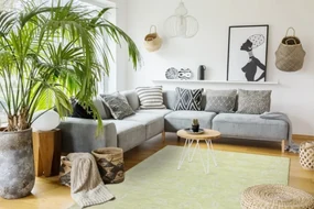 Koberec šnúrkový SIZAL PATIO ploské tkanie 3045 lístie zelený / béžový