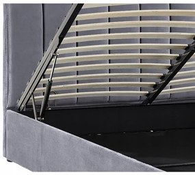 Dvoulůžková čalouněná postel Montreal Velvet 160x200 se zvedacím roštem šedá
