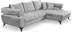 Rohová sedacia súprava Paris, svetlo šedá látka, pravý roh