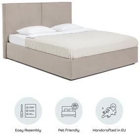 Čalúnená dvojlôžková posteľ taupe s úložným priestorom s roštom 180x200 cm Thessa Bold – Bonami Selection