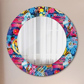 Okrúhle ozdobné zrkadlo Farebné čmáranice fi 50 cm