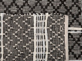 Kožený koberec 80 x 150 cm čierna/béžová FEHIMLI Beliani