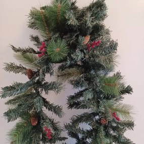 DECOLED 3D umelý vianočný veniec z borovicového ihličia, šišiek a bobúľ, 200 × 30 cm