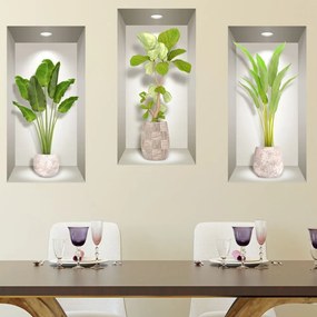 Sada 3 3D samolepiek na stenu Ambiance Banana Trees