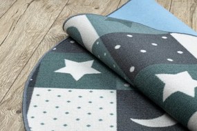 Koberec STARS kruh - hviezdy tyrkys / sivý