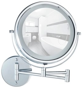 Kozmetické zrkadlo s osvetlením/zväčšovacie (5x) ø 17,5 cm Power-Loc Lumi – Wenko