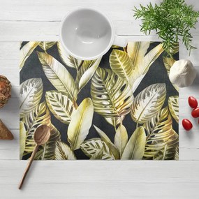 Biante Zamatové prestieranie na stôl Tamara TMR-010 Zlaté tropické listy na zelenom 30x40 cm