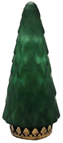 Zelený sklenený dekoračný svietiaci stromček LED Tree - Ø 11*24 cm