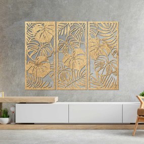 SENTOP | Trojdielny obraz na stenu s listom monstera 3D dekorácia | SENTOP PR0533