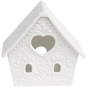Biely porcelánový svietnik chalúpka House Fairy - 8*6*8 cm