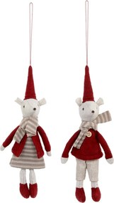 2ks závesná vianočná ozdoba myška Julius & Juliane - 23 cm